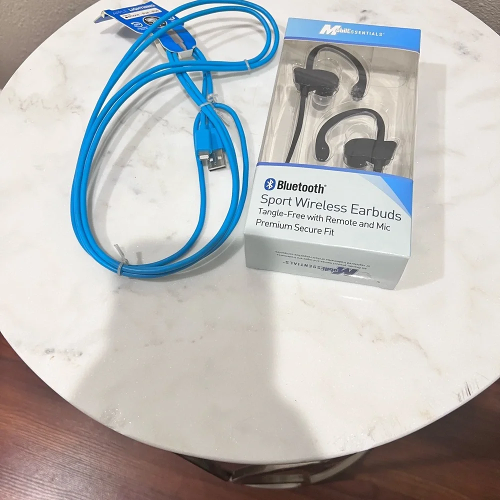 Bluetooth Sport Earbuds Bundle w/ Lightning cable (7ft)